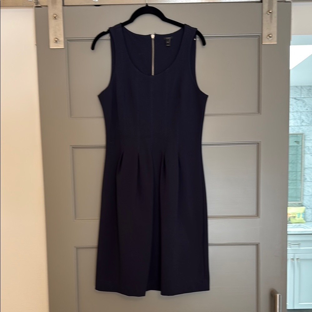 J. Crew Navy Blue Pleated Sheath Mini Dress